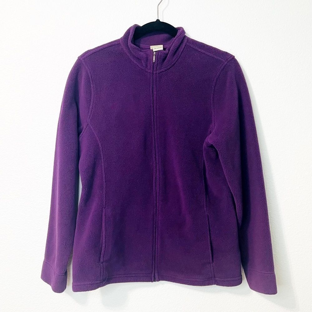 LL BEAN PURPLE FLEECE ZIP UP JACKET SIZE MEDIUM MADE IN USA